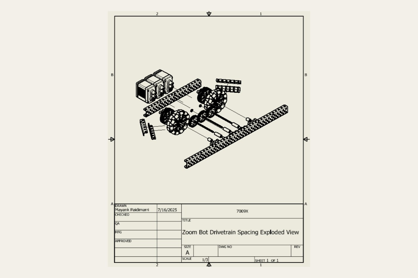 Exploded view of the drivetrain assembly